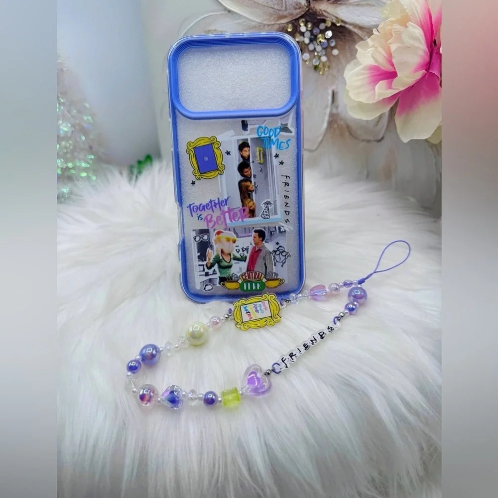 Friends Themed iPhone 17 Pro Max Case with Matching Beaded Strap